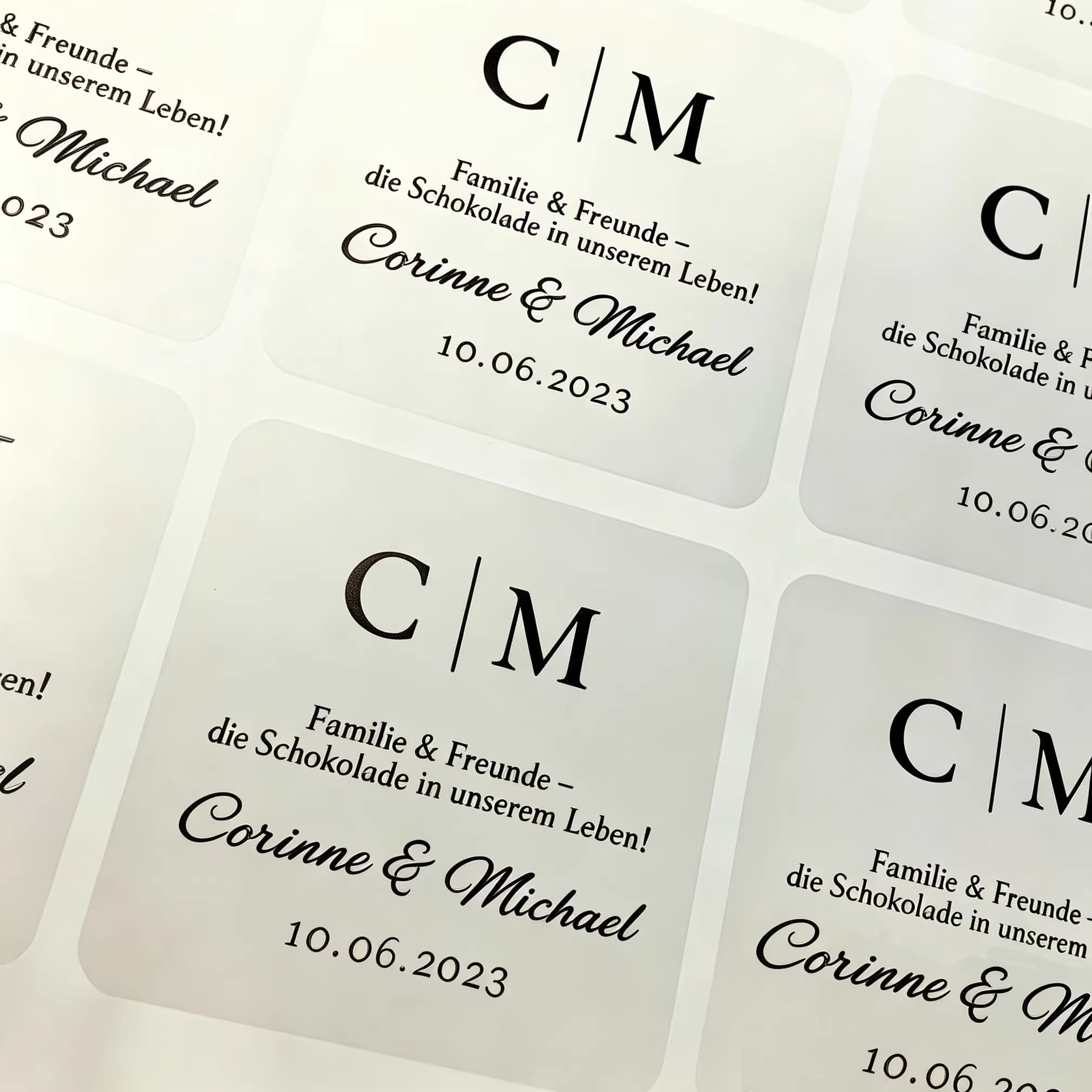 Personalised Candle Label - 100 Yaprak Kişiselleştirilmiş Düğün Çıkartmaları Şeffaf