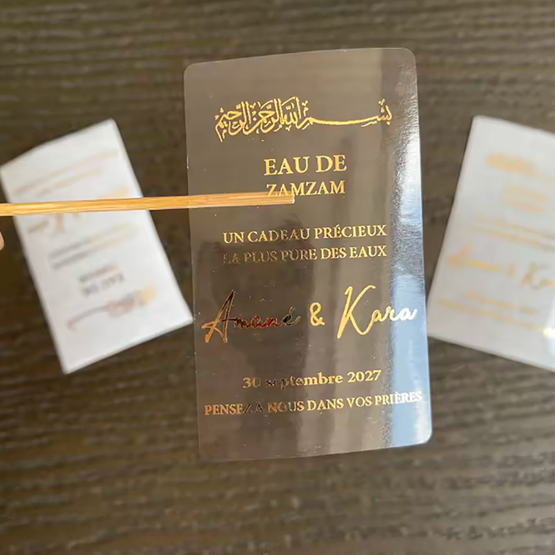 Personalised Candle Label - Kişiselleştirilmiş Dikdörtgen Şeffaf Şişe Etiketi Zamzam