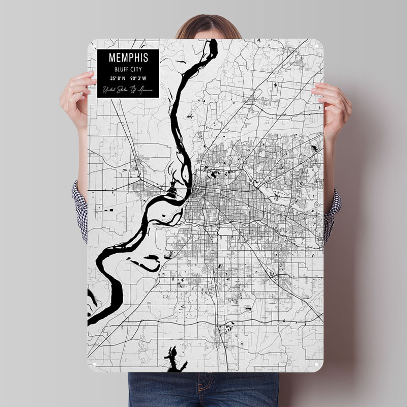 Memphis TN ABD Teneke Işaretle - Custom Map Poster incelemesi ve fiyatı