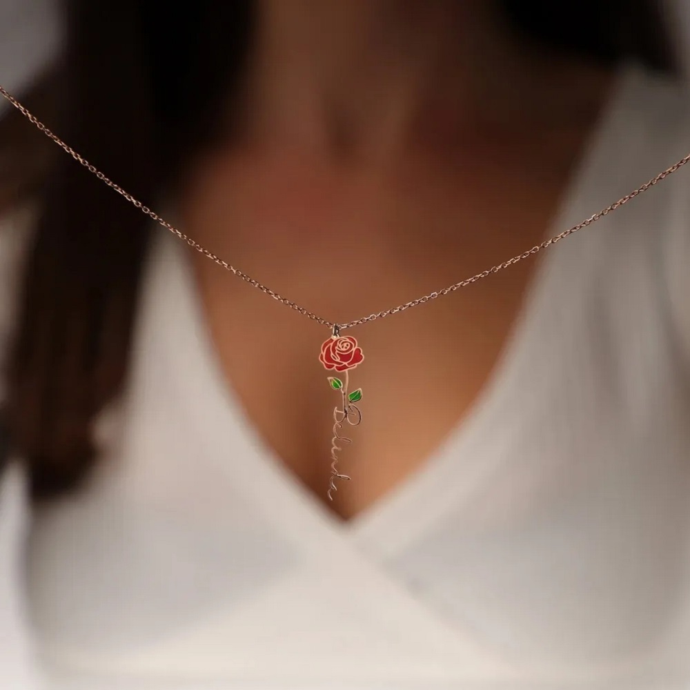 Kişiselleştirilmiş İsim Kolye  - Birth Flower Necklace incelemesi ve fiyatı